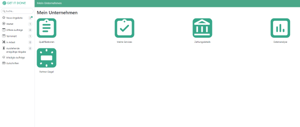 Screenshot der Unternehmensverwaltung in der Partner-App